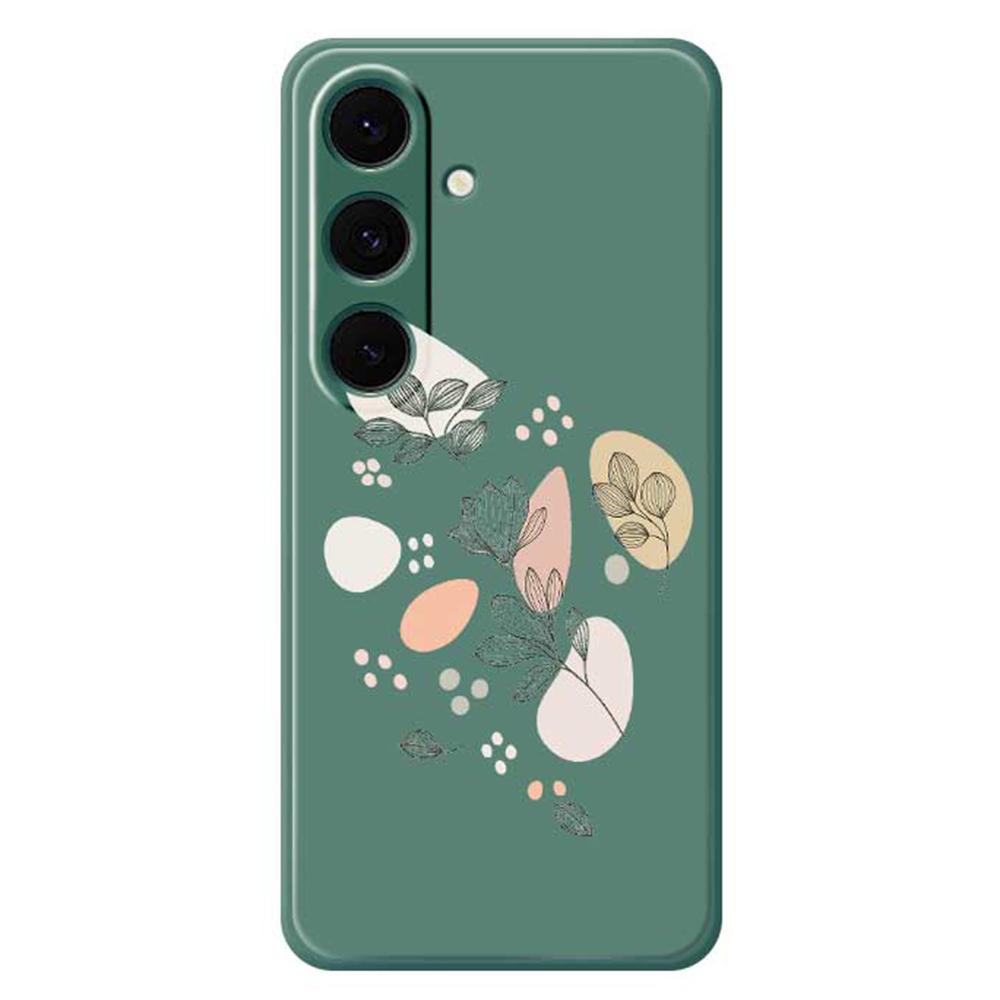 Für Samsung Galaxy S24 FE Hülle Skizzen Blätter Muster Druck Gerade Kante TPU Handy Rückseite