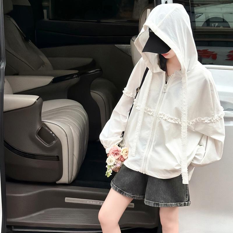 Ultra-Thin Girls  Sun Protection Suit - Summer 2026 Breathable Ice Silk Cooling for Big Kids 120 cm