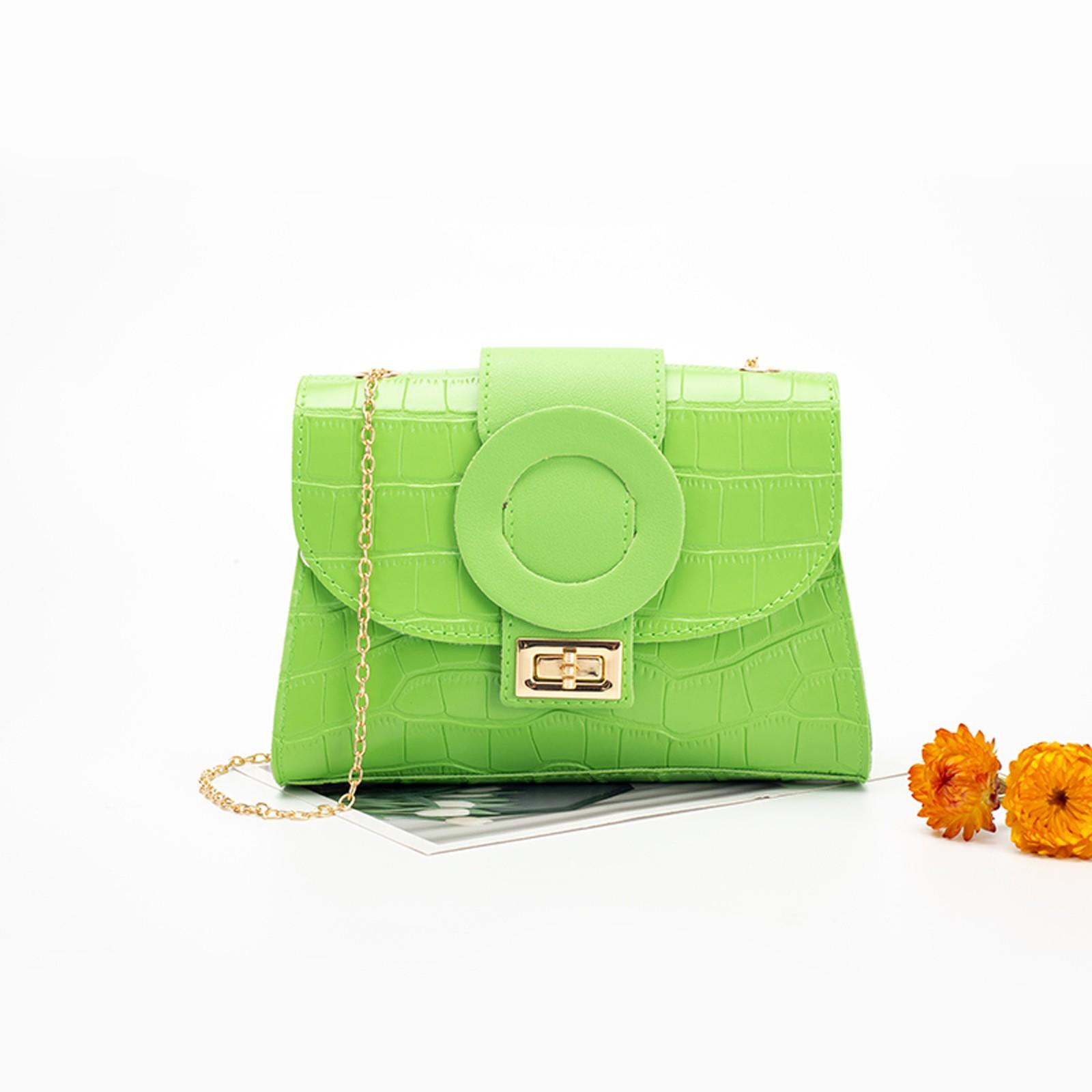 

Женская модная цепочка с застежкой, маленькая квадратная сумка, сумка через плечо, сумка через плечо, ручная сумка зелёный