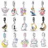Charm Silber 925 Perle Katzen-Serie Mondkatzen-Anhänger Passend für Armband Charm DIY Modeschmuck