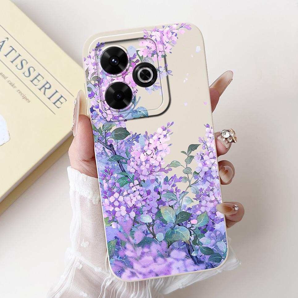 For Xiaomi Redmi 13 4G 5G Back Cover On Redmi13 5G Coque Funda Flower Butterfly Women Fashion Phone Case Liquid Silicone Shell