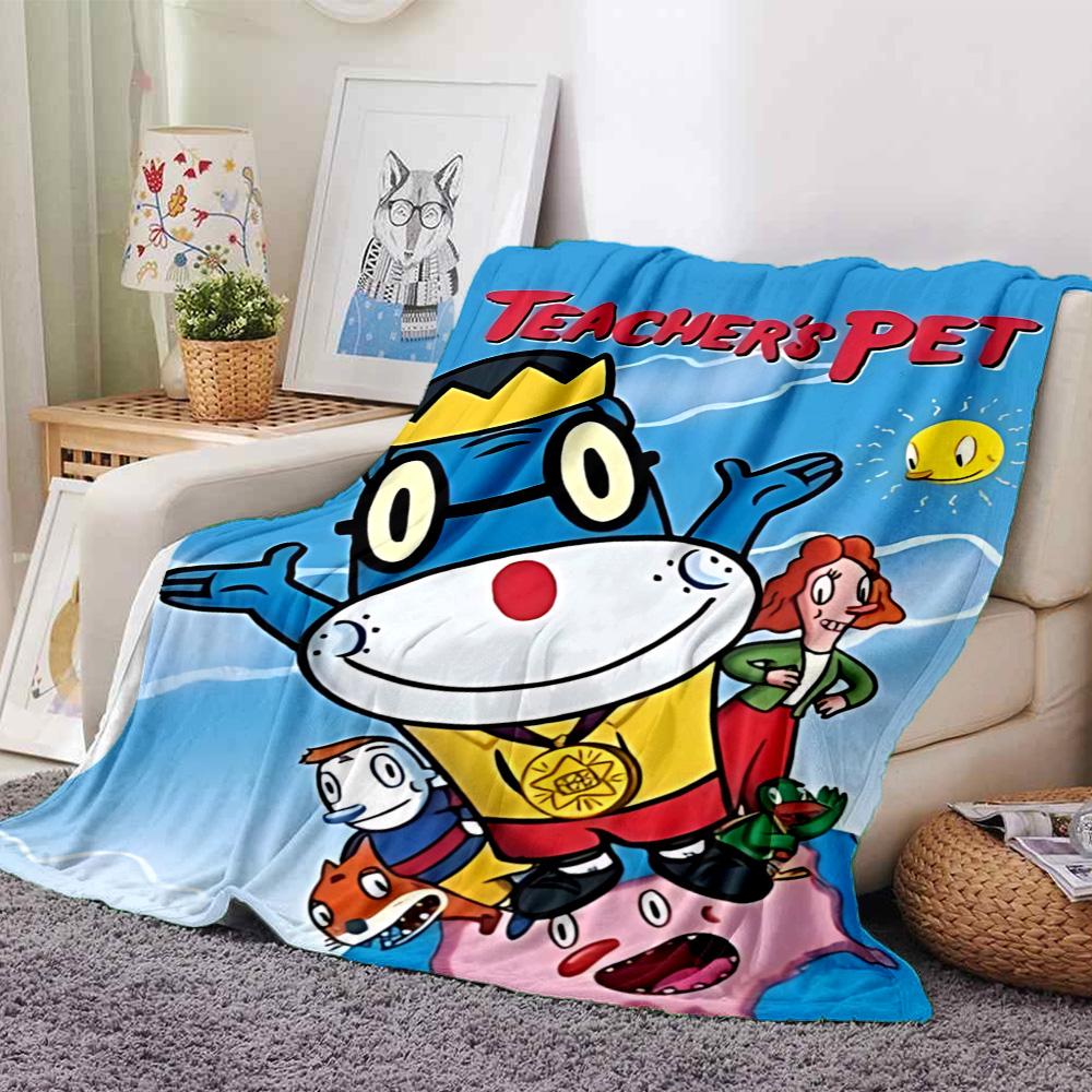 Teacher Dog School Cartoon Flannel Blanket Super Soft Warm Cozy Blanket for Sofa Bed Office Travel All‑Season Home Decor Gift