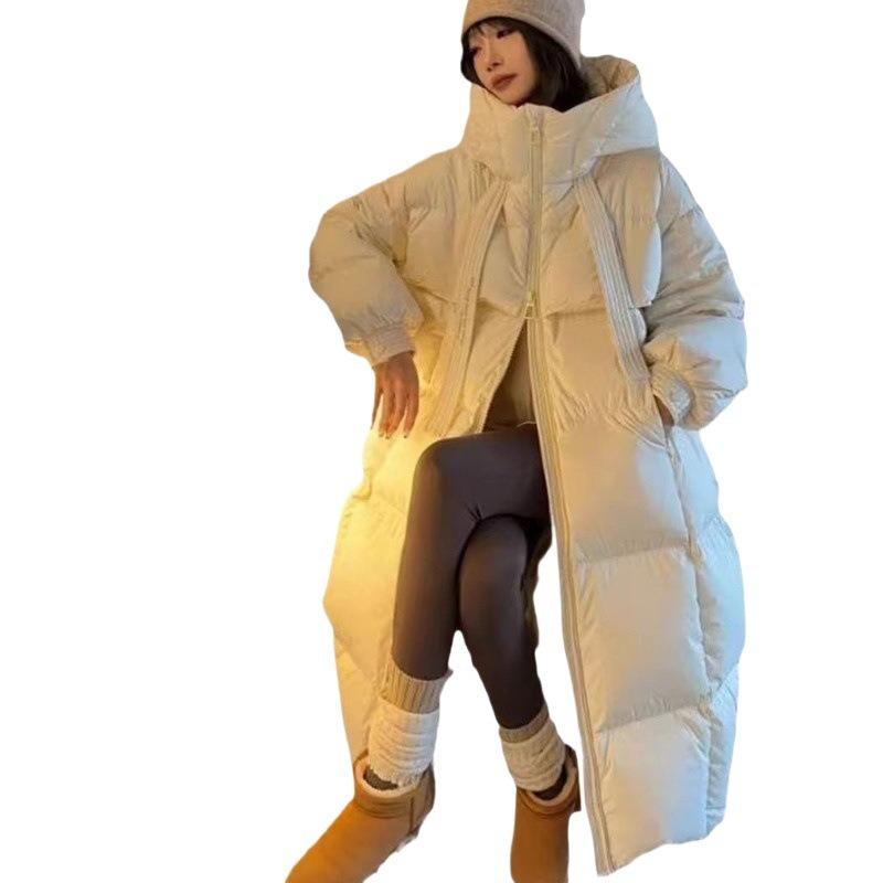 Große Steppdecke verdickt Herbst und Winter neu locker Daunen Baumwollkleidung Damen plus lang Knie Baumwolljacke