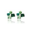 Silver Needle High-End Green Square Earrings – Light Luxury Niche Design