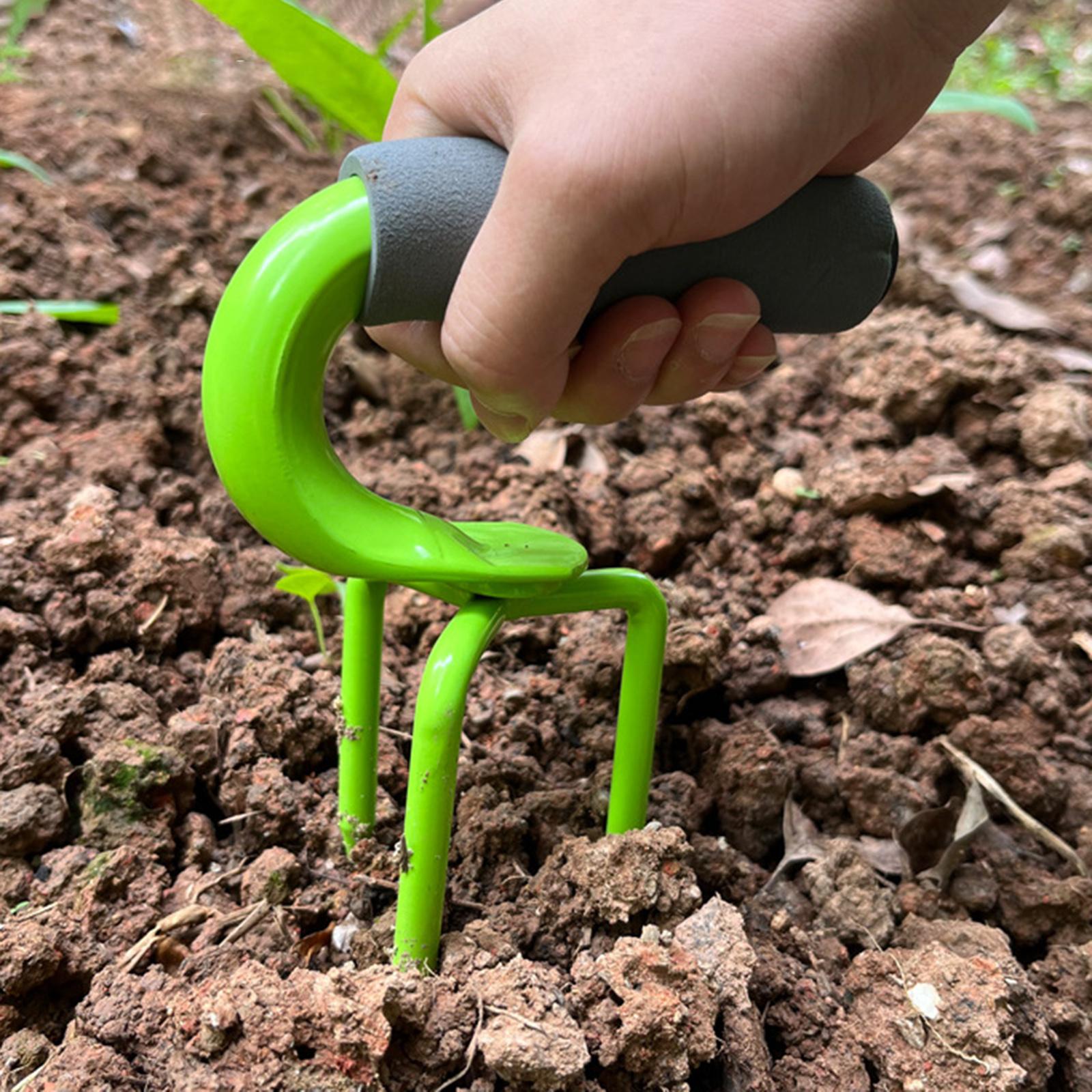 Soil Loosener 3 Claw Hand Tiller Gardening Farms Claw Cultivator Garden Soil Tiller Manual for Potted Agricultural Planting verde