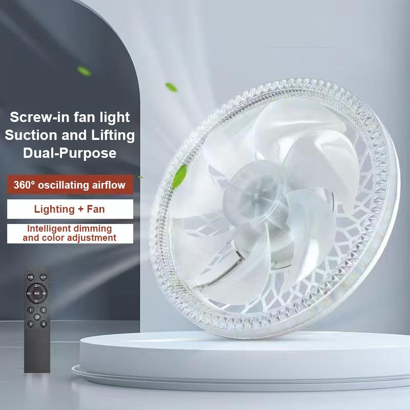 Rotatable 3in1 Ceiling Fan with Remote Control Lighting Lamp E27 Converter Base Lighting Base Bedroom Living Room Miflame