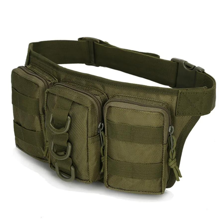 Men's Tactical Waist Bag with System, Hands-Free Outdoor Pack for Camping Hiking Hunting, Durable Nylon Survival Gear