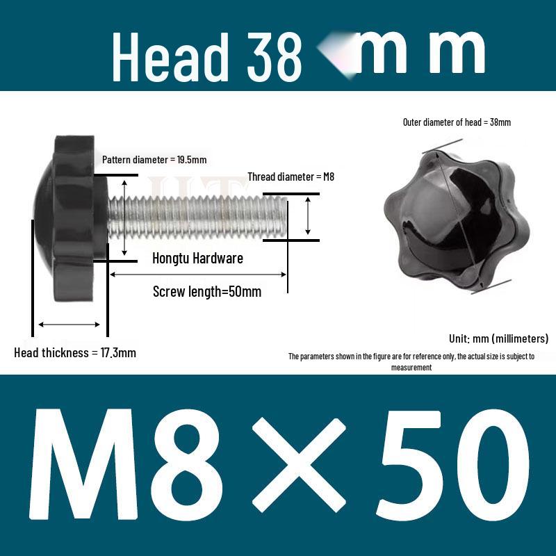 32-Head Rubber Six-Star Plum Blossom Handle Knob M5/M6/M8 Plastic Thumb Screw