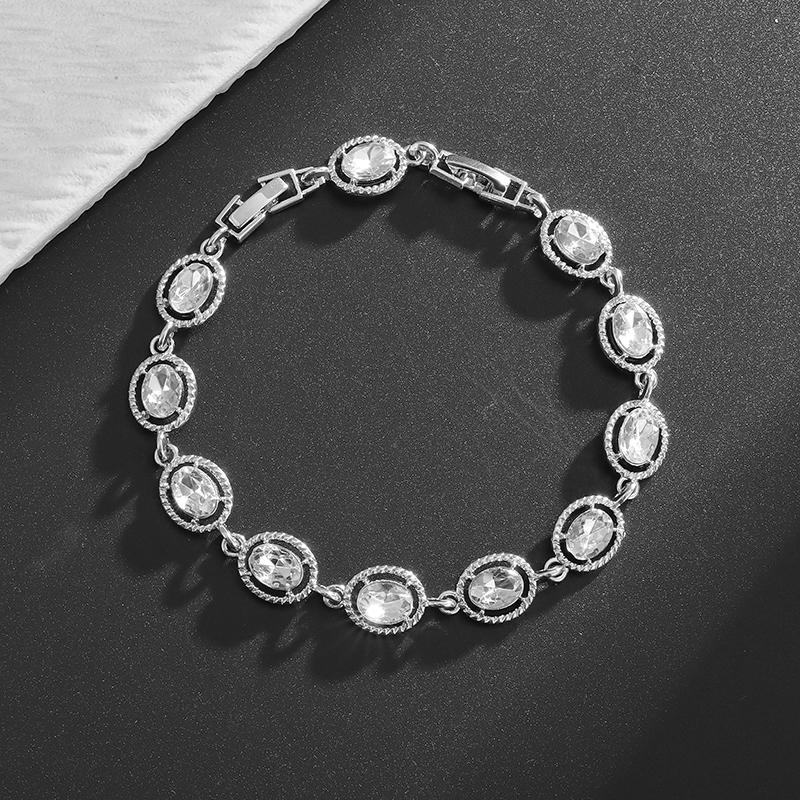 

Green Gemstone Tennis Bracelet for Women, High Quality Jewelry, Daily Party Accessories, Girlfriend Birthday Gift A21055-White