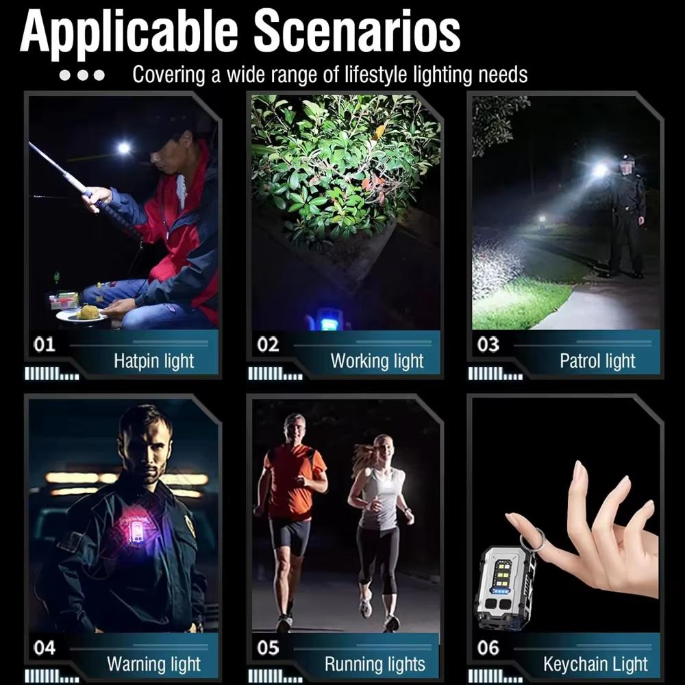 Mini Přenosná LED COB Svítilna Otáčecí Hlava Magnetická Svítilna Vestavěná Baterie USB Dobíjecí Venkovní Kempingová Nouzová Lucerna