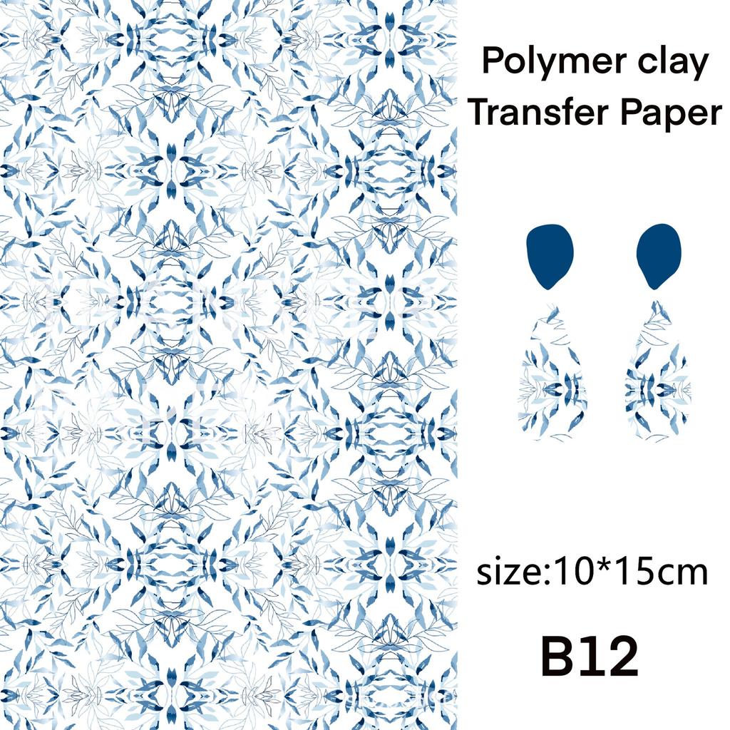 2 Stück weiches Keramik-Transferpapier der Serie „Naturblumen“ – geeignet für die Herstellung von handgefertigten DIY-Ohrringen und Schmuck