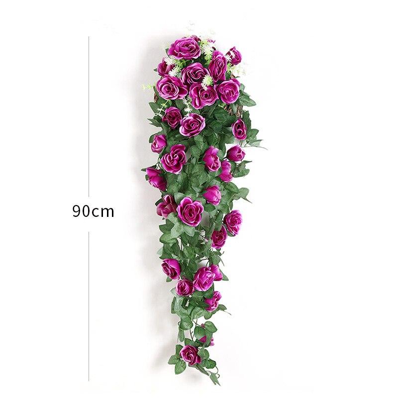 Artificial Rattan Vine Decoration Wall Hanging Roses Home Decor Wedding Door Christmas Fake Flower