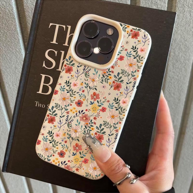 Full Screen Flower Pattern Soft TPU Phone Case For iPhone 17 16 Pro Max 15 Plus 14 13 12 11 17Air X XR XS Max Faux Leather Cover