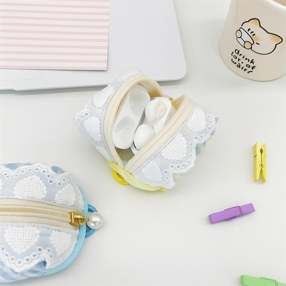 Lace Small Lipstick Bag Multifunctional Earphone Bag Portable Mini Coin Purse  Female/Girls