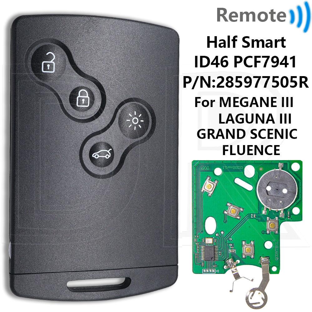 Great ID46/4A Chip Half Smart/Hands Free Car Remote Key For Renault Megane 3 Laguna 3 Grand Scenic Koleos Fluence Clio IV Captur