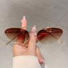 New Fashion Triangle Decor Sunglasses  Women Cat Eye Trends Shades Sun Glasses Luxury Metal Beach Sunglasses