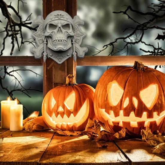 Pirátská kostra Nástěnná dekorace Halloween Plastová lidská hlava Řemeslo pro garáže Obývací pokoje Ložnice Kanceláře Dekor