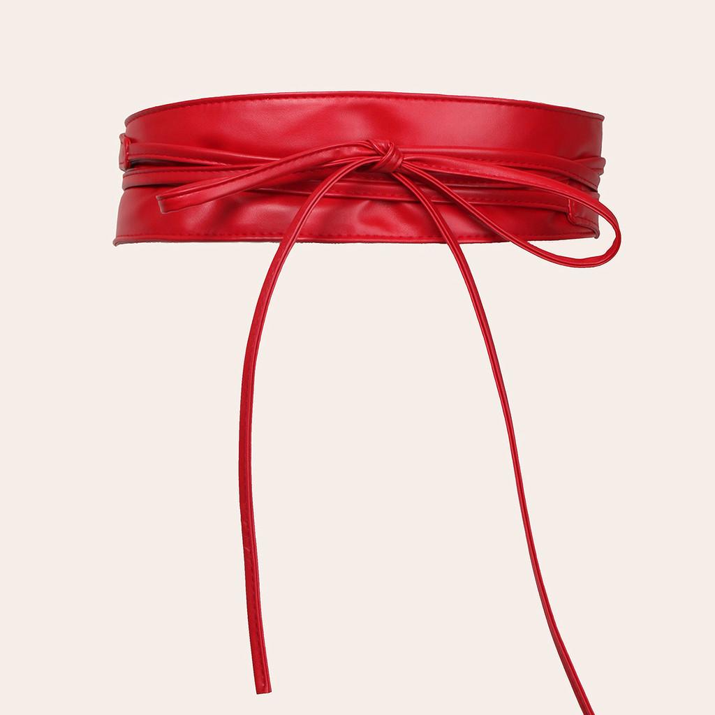 Casual Womens Faux Leather Wide Waist Belt With Bow Knot For Office And Weekend