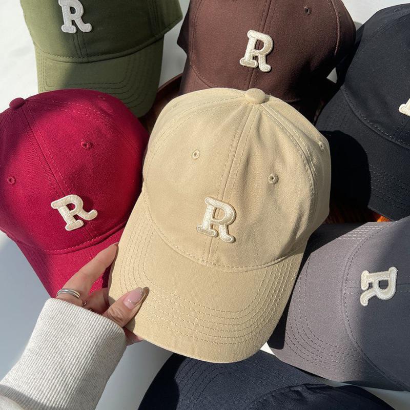 Women's & Men's Large Brim Duckbill Baseball Cap - Korean Letter 'R' Design, 2024 Spring/Autumn Fashion, Slimming and Small Face Effect.