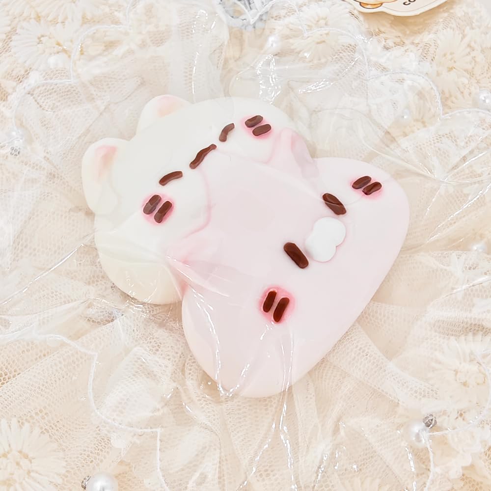 White Cat Squeeze Toy Cute Soft and Stress Squishy and Comforting Item and White [2026 Latest] - Animal, Squishy, Relief, (Pink Cat)