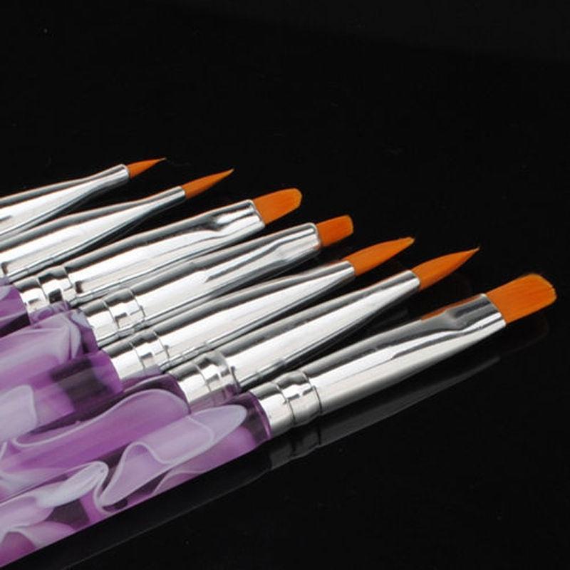 7Pcs1Set Fashion Women Ladies  UV Gel Nail Art Brush Acrylic Polish Painting Design Pen Kit Tools