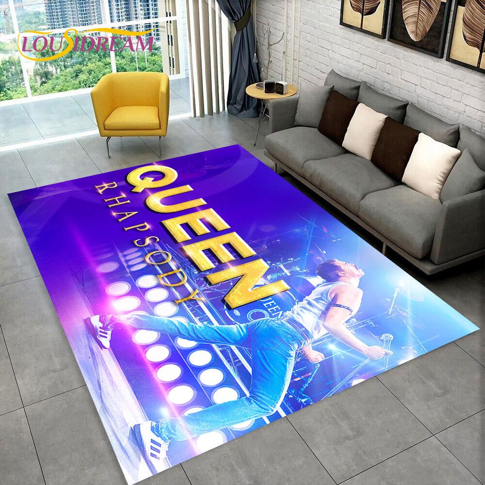 Freddie Mercury Queen-Rock-Band Χαλί Περιοχής, Χαλί για Σαλόνι Υπνοδωμάτιο Καναπέ Διακόσμηση Πατάκι Πόρτας, Παιδικό Παιχνίδι Αντιολισθητικό Χαλάκι Δαπέδου