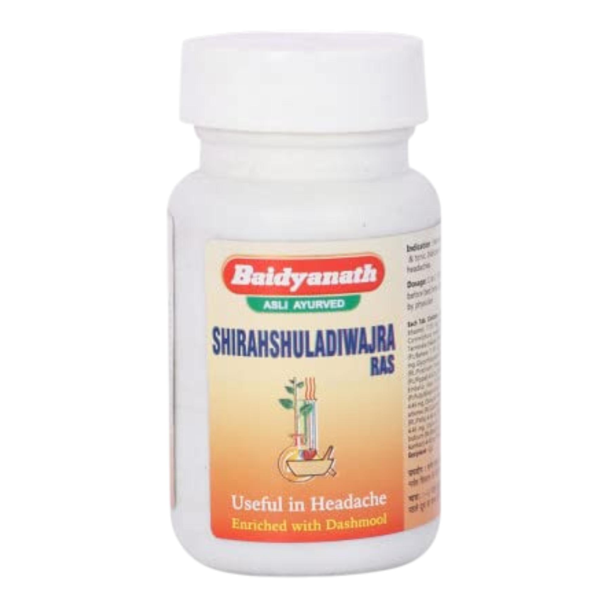 

Baidyanath Jhansi Shirashuladivajra Ras 40 Tablets Pack of 2 For Headache Relief And Wellness