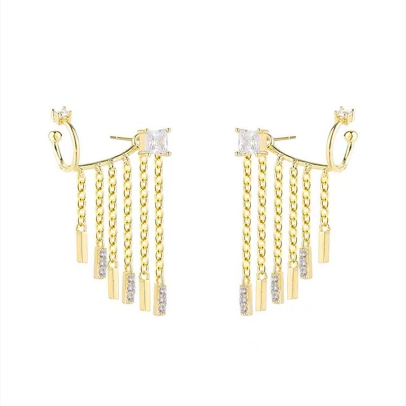 [Echt vergoldet] S925 Silber Quastenohrringe mit koreanischem Hinterohrstecker - Europäischer & Amerikanischer Stil