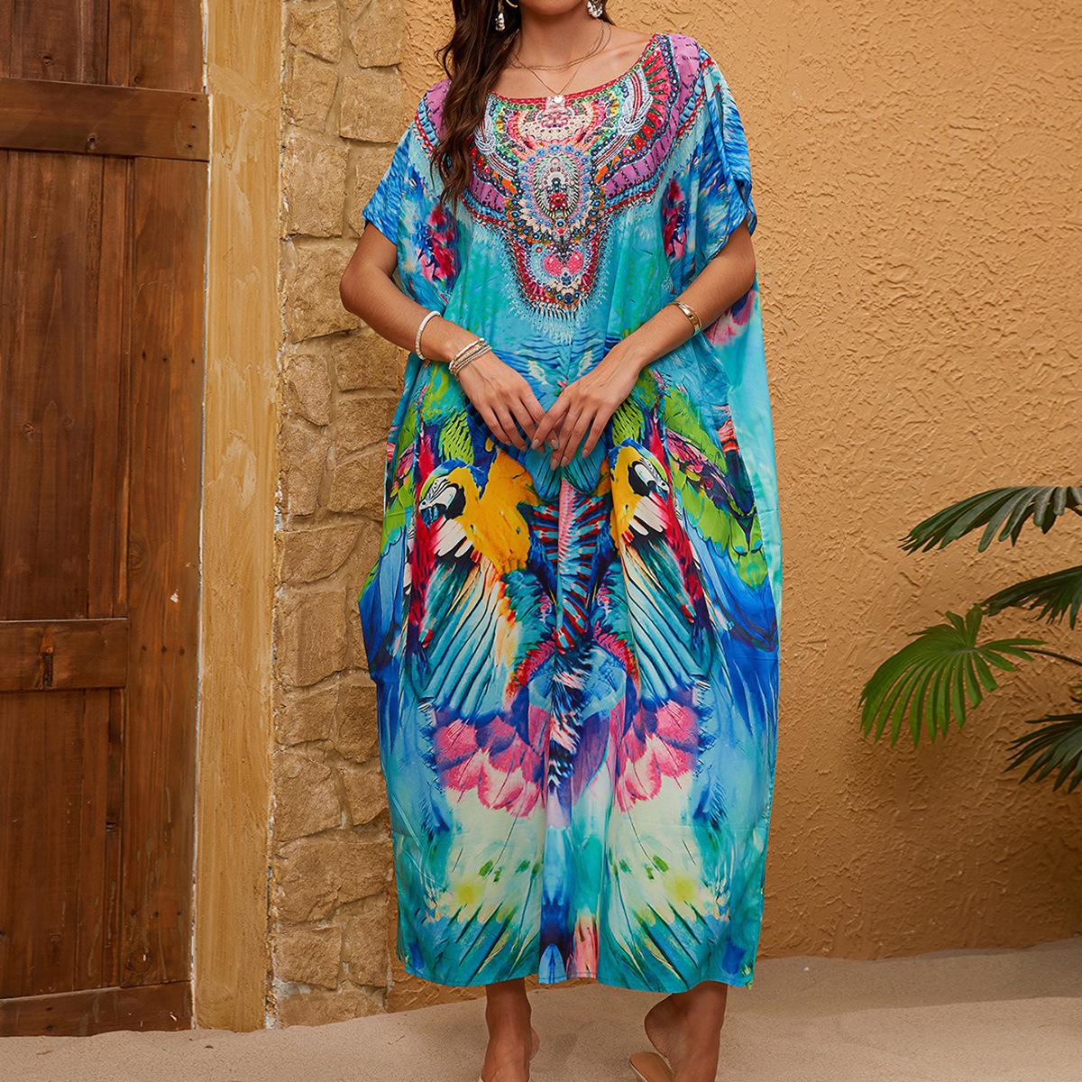 

Женское пляжное платье в богемном стиле, праздничная рубашка от солнца, купальник, пляжное платье One Size