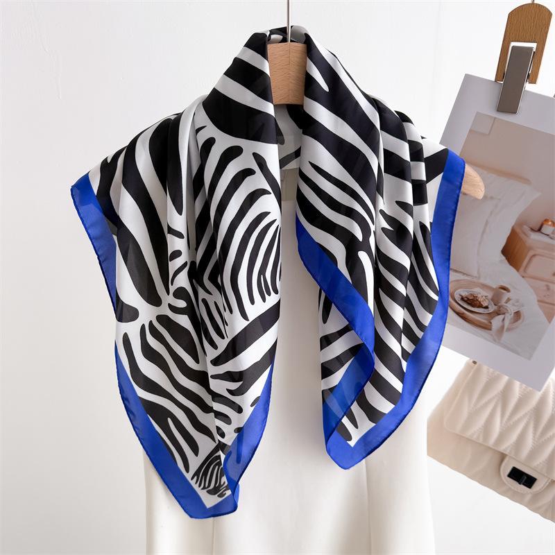 Wild Zebra Fashion Printed Silk Scarf Square Scarf Premium Shawl Versatile Neck Small Square Scarf Headscarf Ladies Scarf