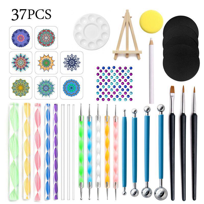 Mandala Kunstwerkzeug-Set: 58-teiliges Set zum Malen, Schablonieren, Punktieren und Prägen