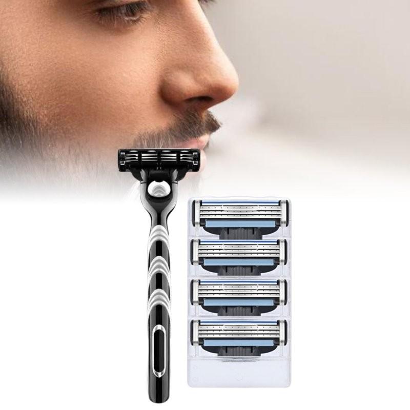 Manual Gillette Men Three Layers Stainless Steel Razor Holder Shave Quick