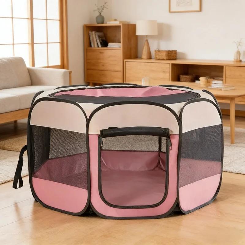 Achteckiger faltbarer Haustier-Auslauf Tragbarer Katzengeburtsraum Indoor-Spielgehege für Hunde Katzen Kaninchen Kleintiere Welpen Haustierzaun