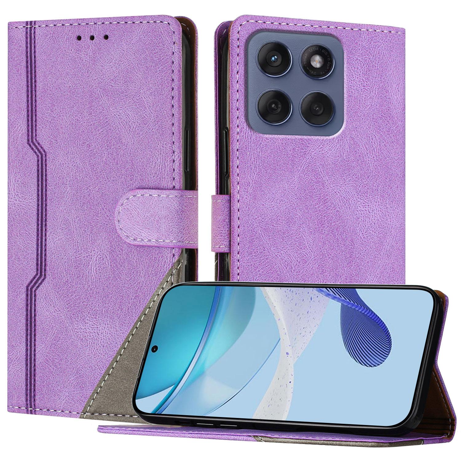 

For Motorola Edge 60S Pro/Motorola Edge 60 Pro 5G Leather Case Triangle Patchwork Wallet Stand Shockproof Phone Cover