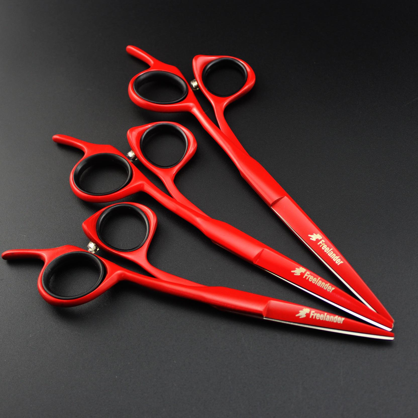 Red, Blind Hole, Personality, Hair Scissors, Haircut Scissors, Flat Scissors, Bangs Scissors 6inch red blind hole flat shear
