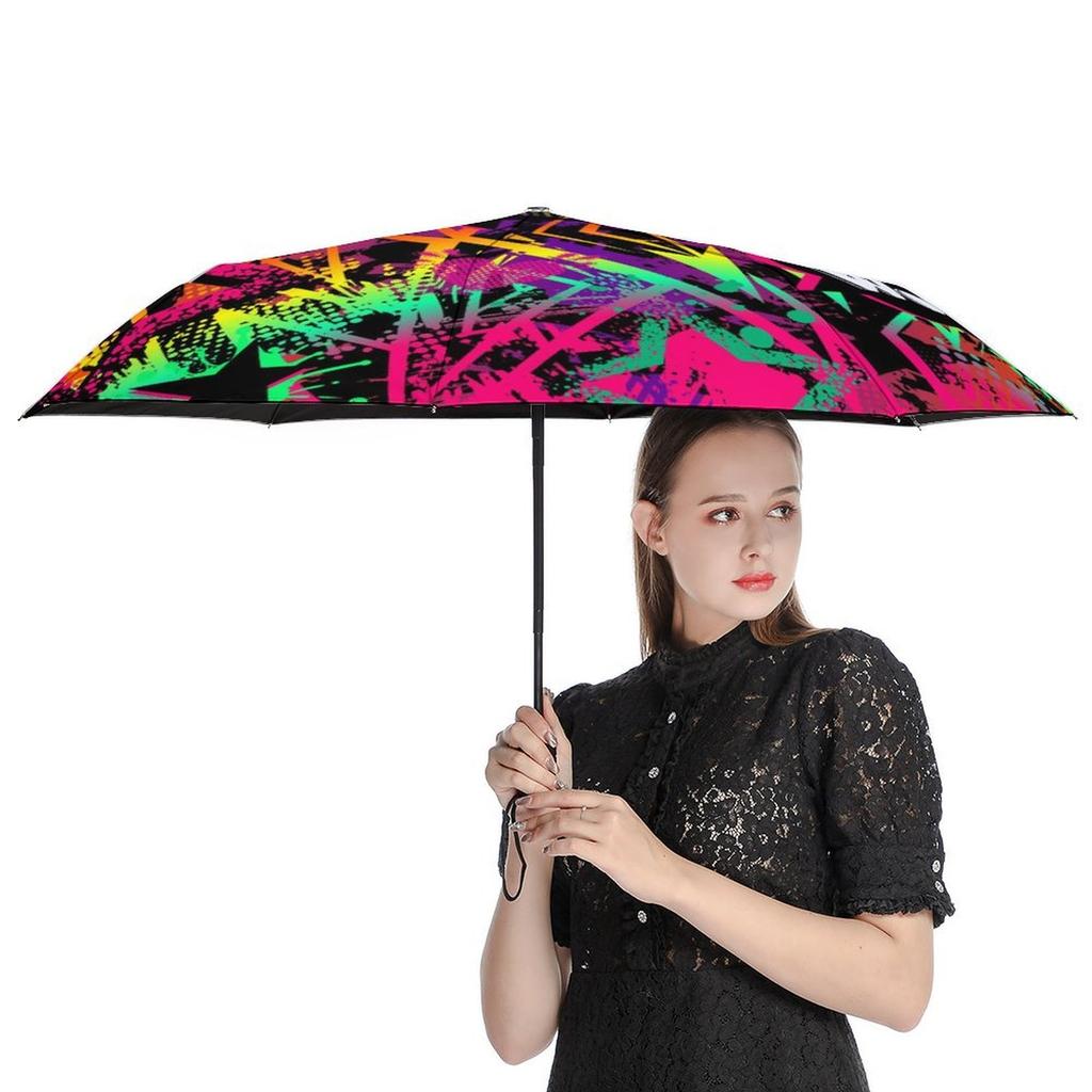 1 Pack Automatic Umbrella With Uv Resistant Coating And Strong Frame For Outdoor Travel Graffiti Accent Style