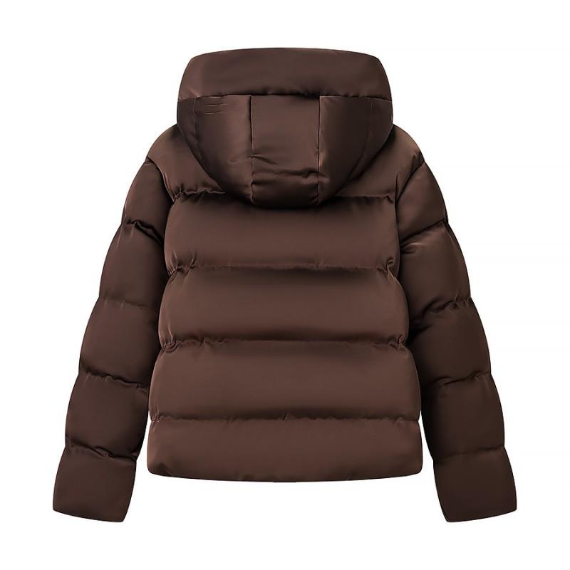 Womens Short Padded Cotton Coat Stand Collar With Fur Pocket Winter Warm Outerwear