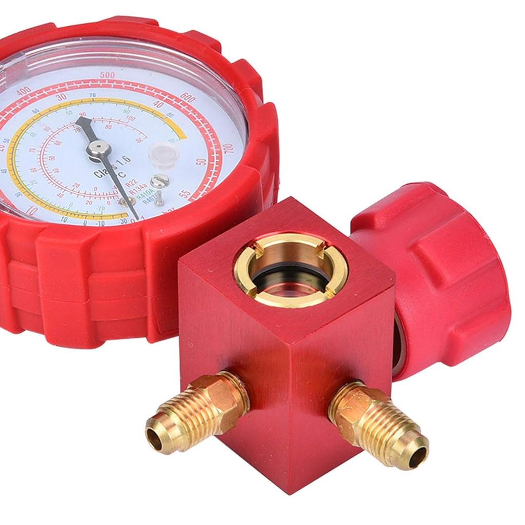 Air Condition Manifold Gauge, with G1/4" Thread, High Pressure AC Refrigeration Gauge Tool, for R22/R410A/R134A/R407C