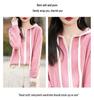 Women's 100% Pure Wool Hooded Cardigan with Zipper – Color Block Knitwear, Loose Fit.