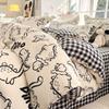Washed Cotton 4Pcs Set, Spring And Autumn 1.8M Bed Sheet Double Quilt Set 3Pcs Home Textile