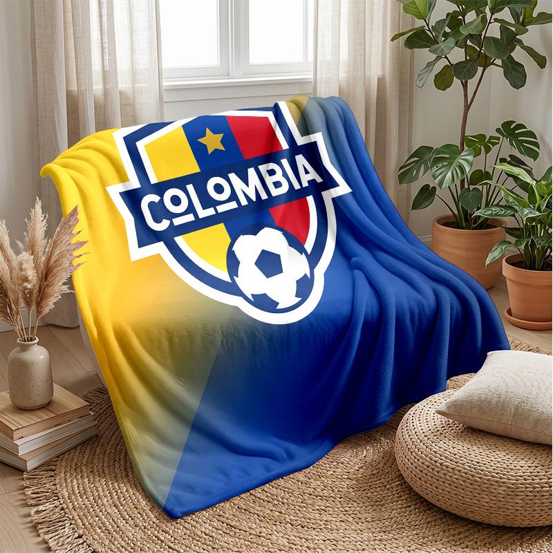Colombia Football Printed Flannel Blanket Skin Friendly Warm Decorative Throw for Indoor Couch Bed Daily Use