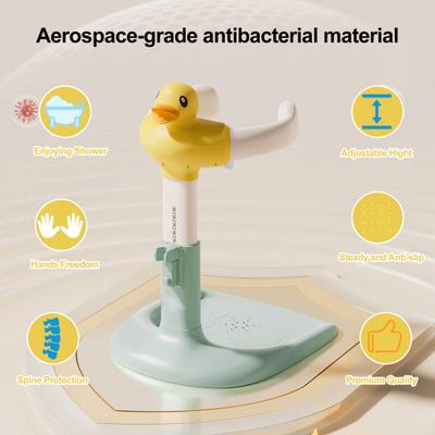 Baby Shower Rack Height Width Adjustable Anti-Slip Base Baby Bath Rack Duck Design Portable Toddler Bath Stand