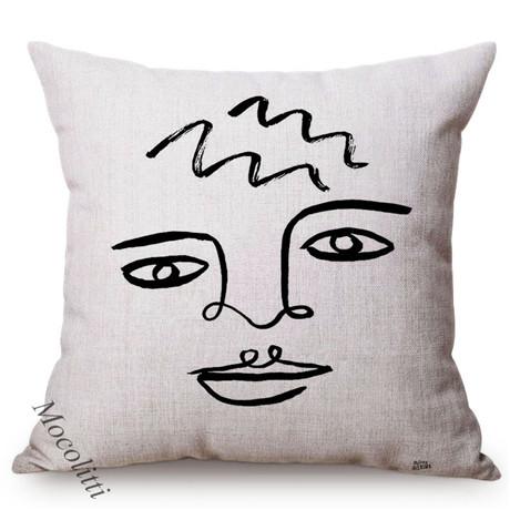 Concise Faces Painting Art Nordic Sketch Design Sofa Decorative Throw Pillow Case Cotton Linen Bedroom Chair Cushion Cover