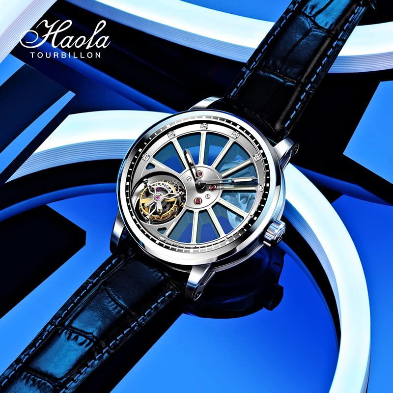 Zegarek męski HAOFA Hollow 7 Manual Diamond Gift, dwustronny tourbillon, tourbillon o godzinie, nakręcany, mechaniczny, tarcza, stylowy, dżentelmeński, popularny,