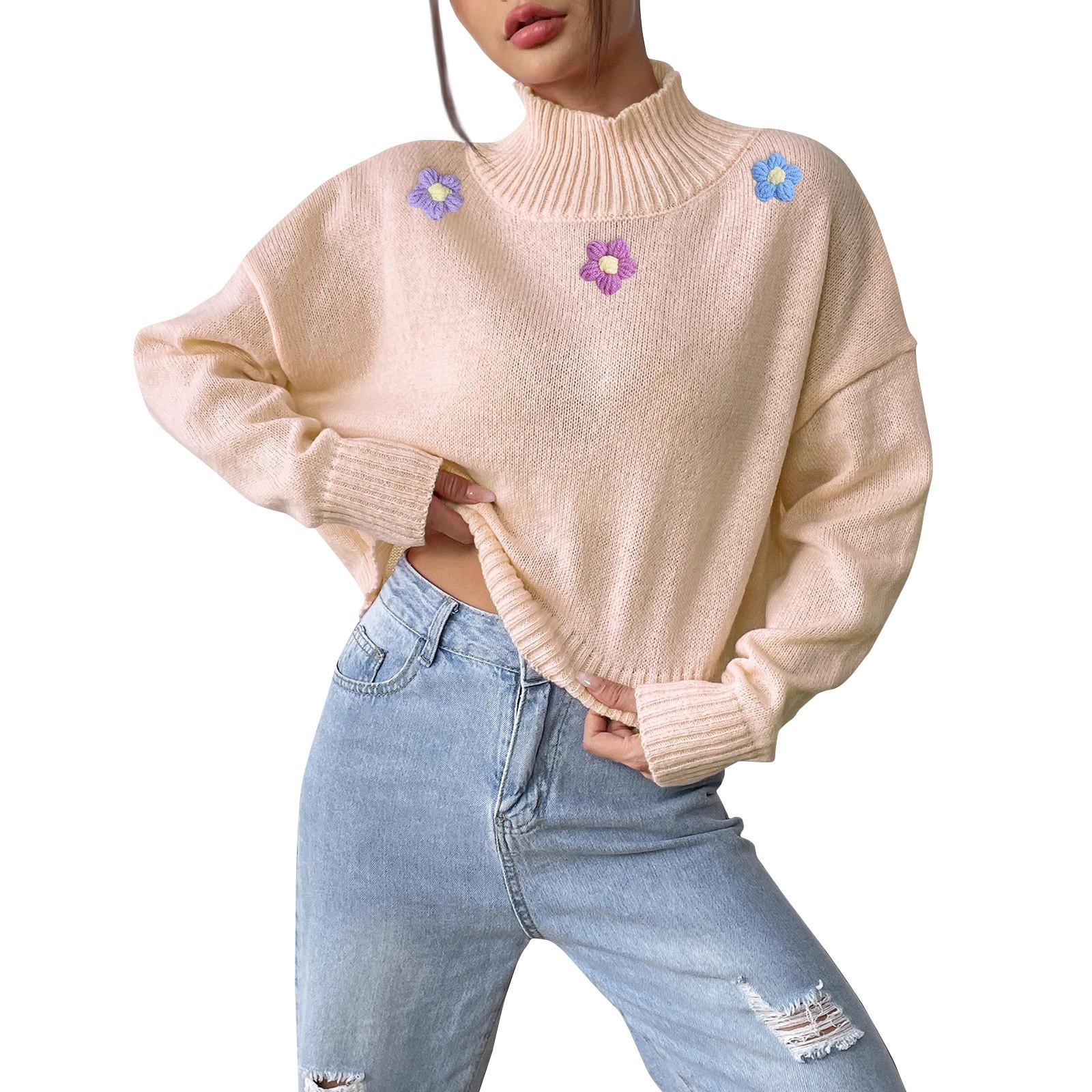 

Женский повседневный модный удобный пуловер с глубоким воротником, свободный повседневный нижний свитер M бежевый