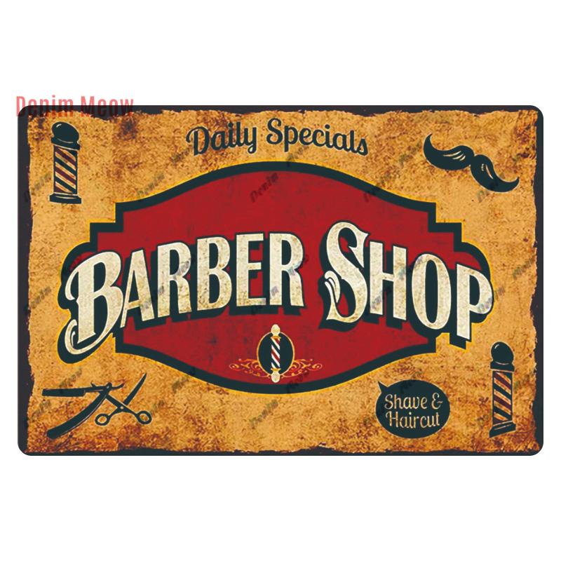 Hair Cutting Retro Plaque, Metal Signs, Barber Shop, Vintage Painting, Wall Posters, Bar, Pub, Shave & Haircut, Home Decor, WY28