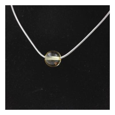 Kameny a minerály. Náhrdelník 1 perla Citrín 8 mm Řetízek z nerezové oceli.
