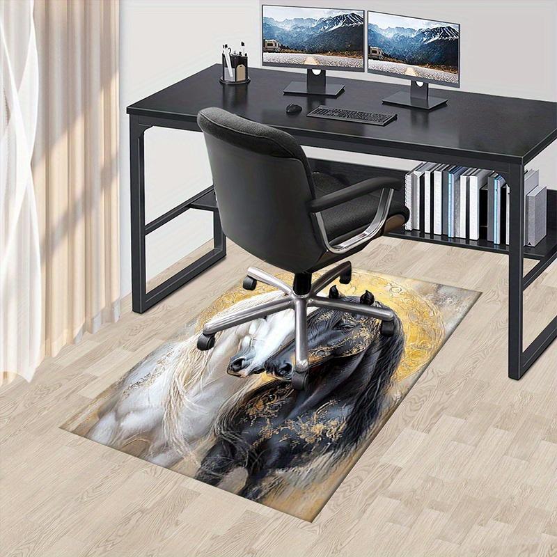 1 Stück Pferde,Weißes Pferd,Schwarzes Pferd Büroteppich Weich Polyester Eingangsteppich Waschbar Rutschfest Ma