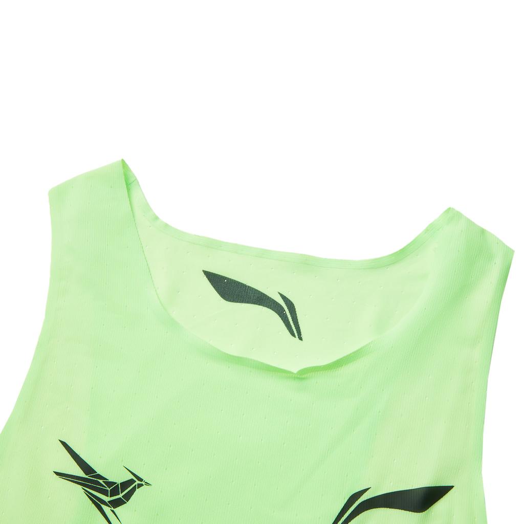 Li Ning Dragon Sparrow Skin-Friendly Breathable Simple Slim Fit Sleeveless Racing Competition Top Vest Men Tops Fluorescent-Light-Green AAYV123-4