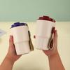 Double drink coffee cup stainless steel vacuum thermos cup with lifting rope portable accompanying water cup holiday gift